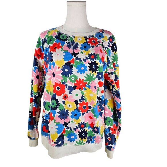 Boden Floral Crewneck Sweatshirt Medium Colorful Long Sleeve Casual Maximalism - Picture 2 of 10